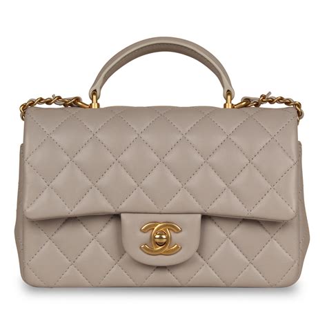 chanel grey flap bag|mini top handle chanel bag.